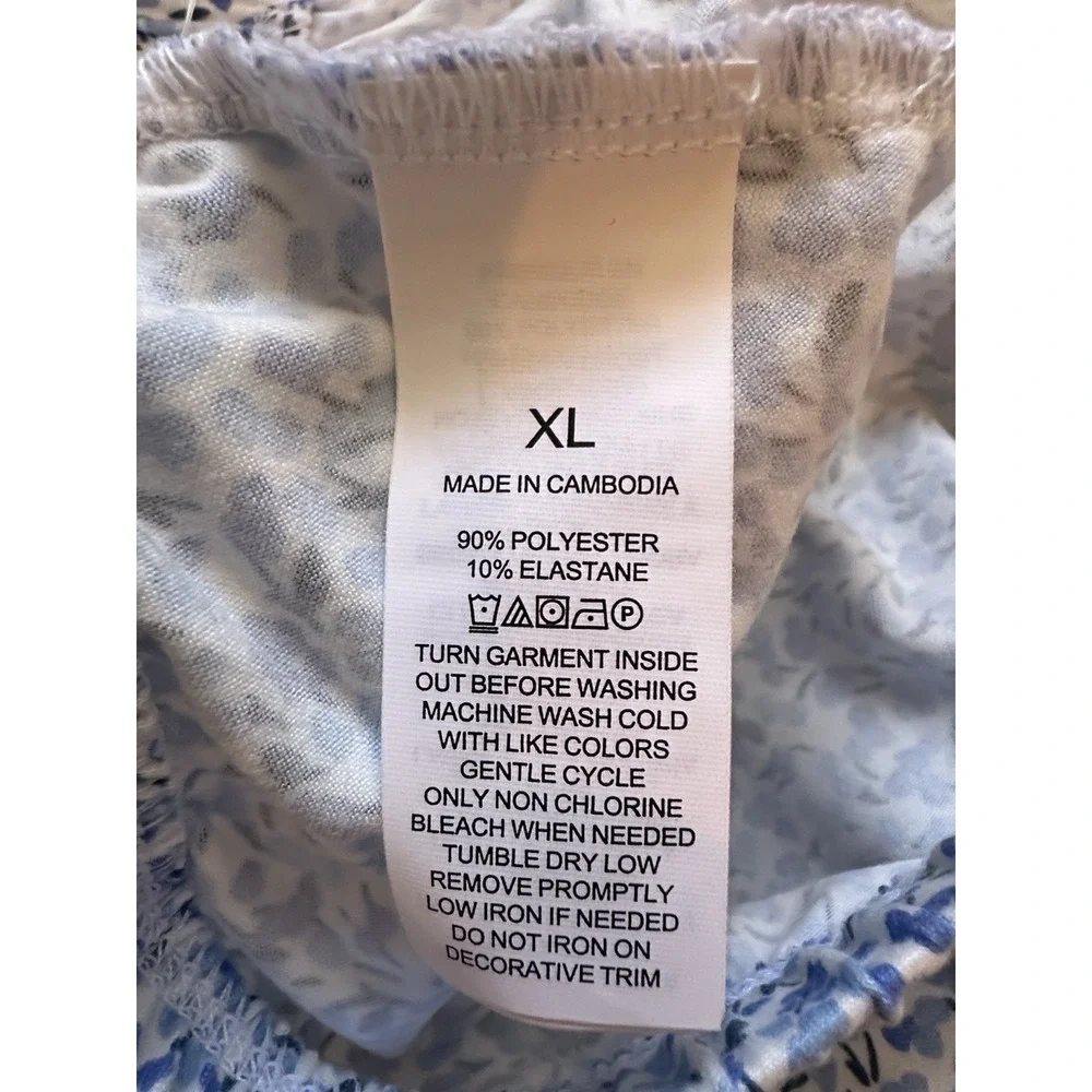 Kate Spade WHITE/BLUE FLORAL Soft Knit Cropped Pajama Set Women's‎ XL Spring